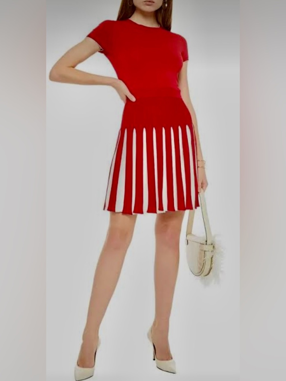 Valentino Pleated Knit Short Sleeve Mini